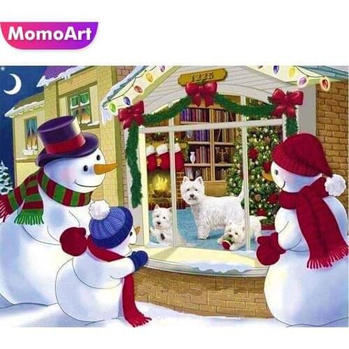 MomoArt Full Square Diamond Embroidery Snowman 5D DIY Diamond Painting Christmas Cartoon Cross Stitch Kits Home Decorations