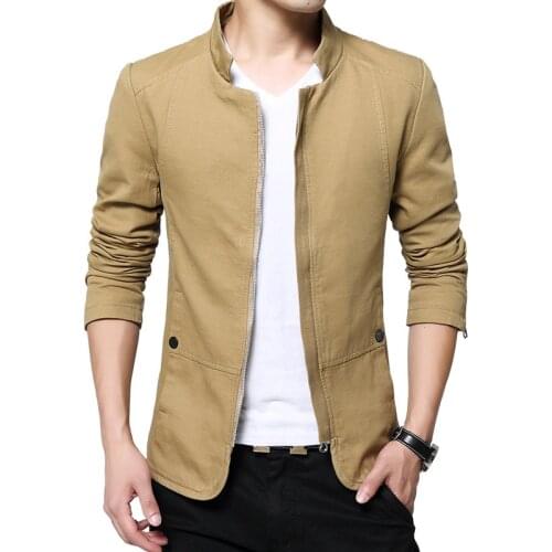 Large size autumn new mens stand collar cotton washed jacket male slim fit long sleeve zipper cardigan jacket mans clothes 5xl