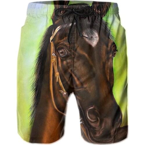 Mens Swimming Shorts Swimwear Horse Portrait Men Trunks Swimsuit Man Beach Wear Short Pants Bermuda Boardshorts