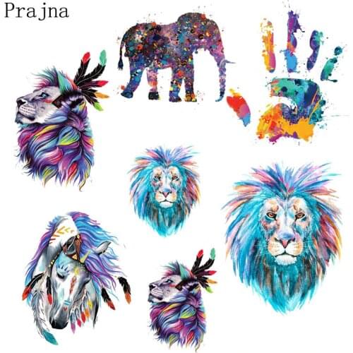 Prajna Unicorn Image Transfer Heat Vinyl Sticker Iron On Transfer For Clothes Garment Patch Tiger Lion Applique Badge Parches