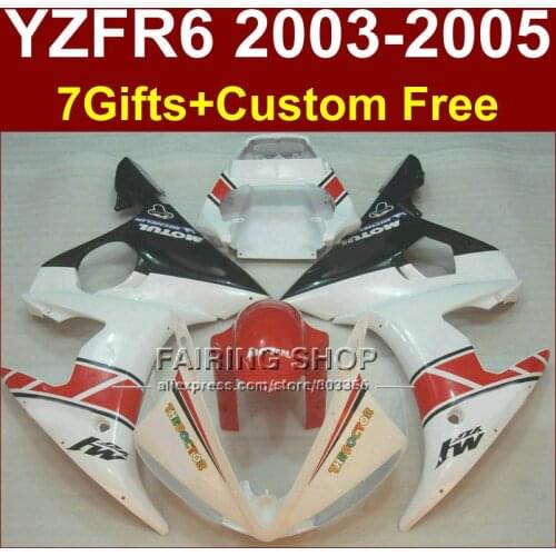 NEW! Pure white body repair parts for YAMAHA R6 Motorcycle fairings sets 03 04 05 YZF R6 2003 2004 2005 fairing kit LFEX