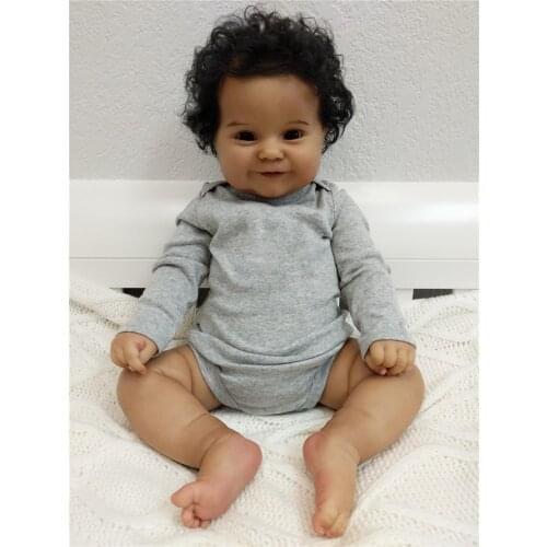 NPK 50CM Maddie Reborn Baby Girl Soft Body Flexible Black Skin African American Baby Handrooted Hair with Bottle and Pacifier