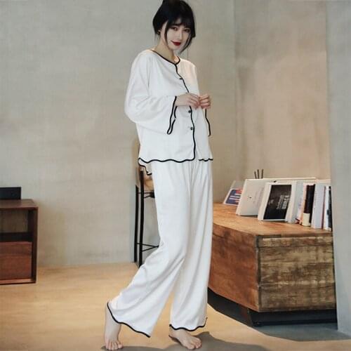 2021 New Womens Pajamas Set Satin Ice Snow Silk Solid Color Fashion Nightwear Suit Summer Thin Home Wear Sexy Sleepwear