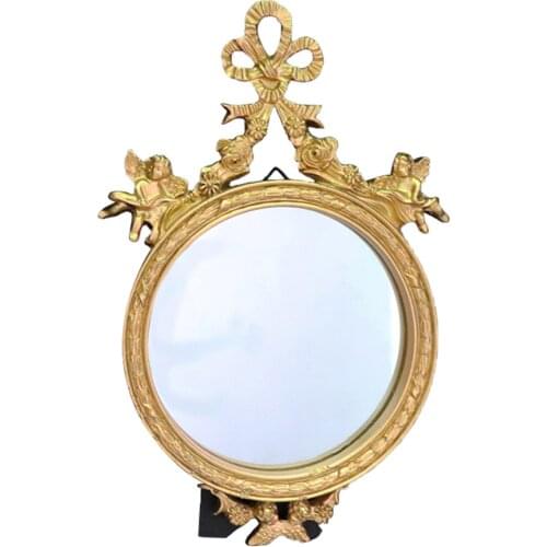 Resin Mirror Ornaments Photo Props 19 X 11cm European-style Golden Gold Glasses Plastic Dresser Mirrors Tools