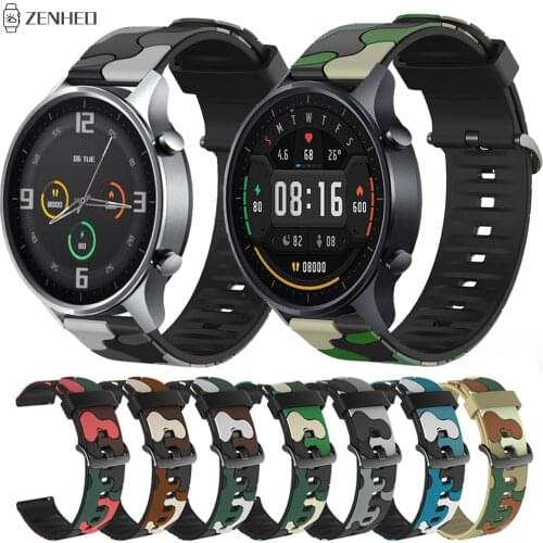 Camouflage Strap for Xiaomi Watch Color Silicone Watchband Replacement 22mm Watch Band for Huawei Honor Watch GS Pro Wristband