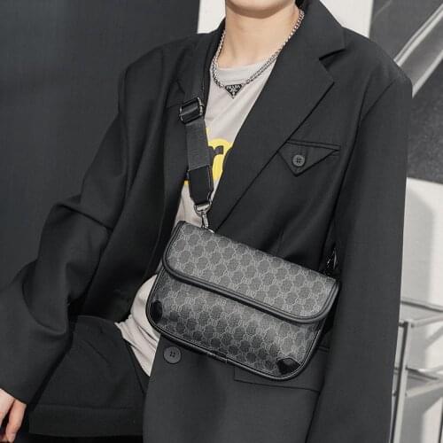 Luxury Brand Design Mens Small Messenger Bag Trendy Street Sling Bag Male Single Shoulder Crossbody Flap Bag Phone Key Purse