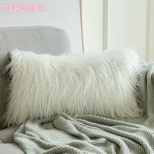 Luxury Series Super Soft Plush Style Faux Fur Winter Warm Mongolian Pillow Case Throw Cushion for Bedroom Home Decore 30x50cm