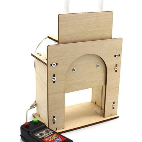 DIY Automatic Rising Wooden Door Model Remote Control Toys Educational Learning Houseing Electric Door Model Teaching Kids