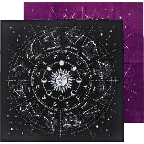 12 Constellations Tarot Card Tablecloth Velvet Divination Altar Cloth Board Game Fortune Astrology Oracle Card Pad Drop Ship