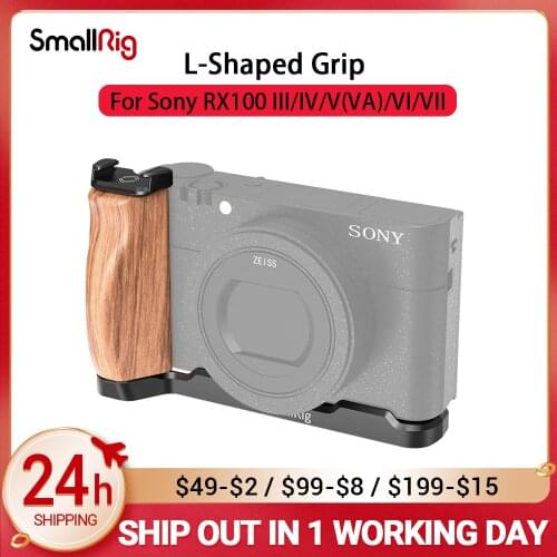 SmallRig RX100 M6 Camera Vlog L-Shaped Wooden Grip w/ Cold Shoe for Sony RX100 III/IV/V(VA)/VI/VII M5 / M4 Camera 2438