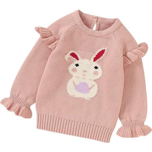 Baby Sweater For Girl Long Sleeve Autumn Newborn Infant Tops Knitwear Cute Ribbit Fashion Ruffle Toddler Clothing Cotton Knitted