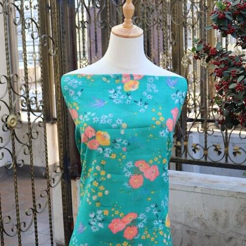 Natural Ramie fabric Flower printing sewing Customized fabrics for fashionable dresses and gowns dress material