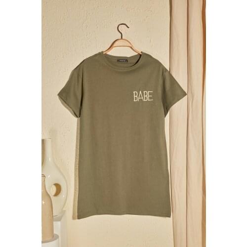 Trendyol Embroidered Knitted T-shirt Dress TWOSS20EL1752