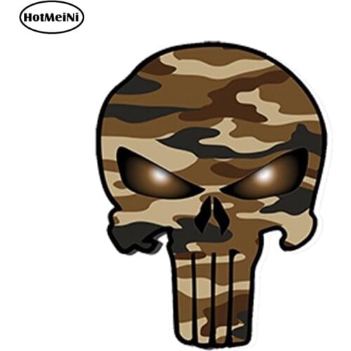 HotMeiNi 13x 11cm Car Styling VINYL CAR STICKER PUNI-SHER CAMOUFLAGE MILITARY SKULL AUTO MOTO Waterproof Bumper Accessories