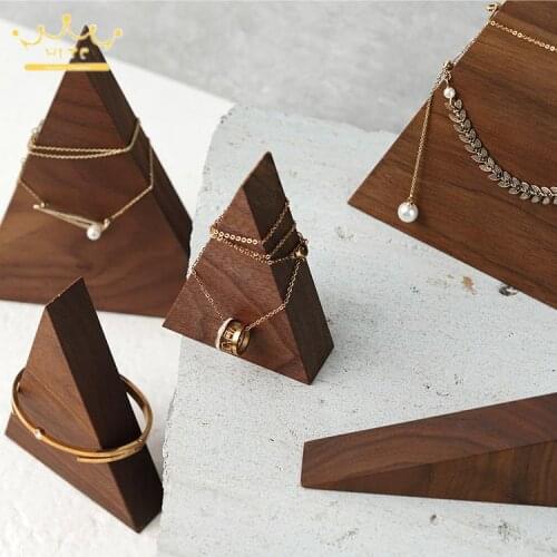 2PCS Elegant Jewelry Display Stand Display Props Black Walnut Necklace Pendant Bracelet Display Stand