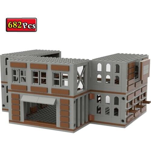 WW2 Military Series Simulation Shooting Game Warehouse Scene MOC Model Building Blocks Bricks Toys Gifts