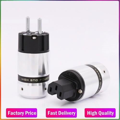 High Quality Hi End Audio power plug Aluminum metal Rhodium Plated EUR Euro Schuk Power Plug