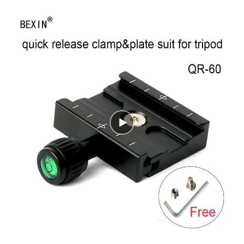 60mm Clamp+ QR60 Quick Release Plate For Compatible Arca Swiss Tripod Ball Head