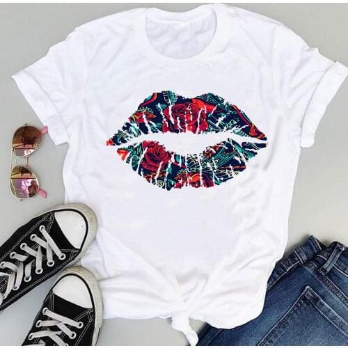 Women Clothing Flower Funny Printing Fashion Print Graphic Summer Short Sleeve Female Clothes Tops Tees Tshirt T-Shirt