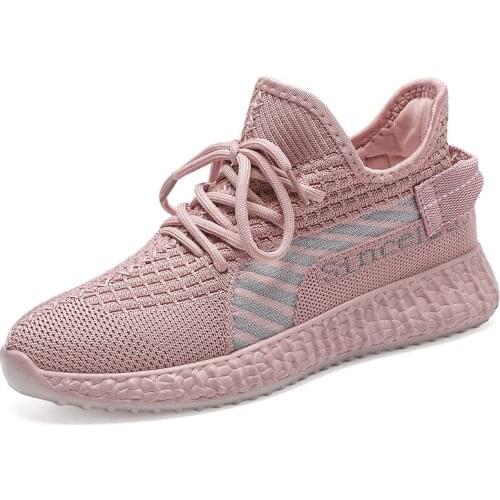Ladies Casual Comfortable Shoes Pure Color Mesh Sports Womens Shoes Low-cut Sports Shock Absorption Womens Running Shoes