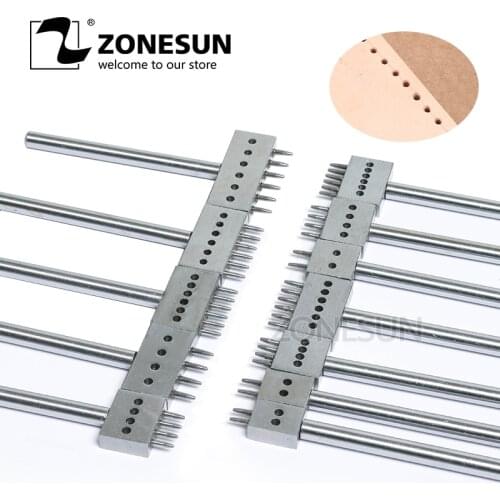 ZONESUN Handheld Leather Tool Punching 2-6 holes 1mm Hole Diameter Drilling Round Row Leather Screwing Punch Customized Tool