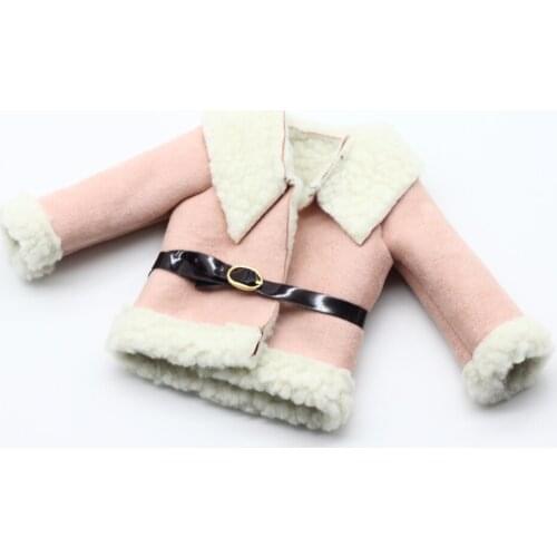 1PCS Pink Wool Coat Doll Clothes With Belt for 1/3 18 inch Girl Doll As fit 43cm baby dolls Accessories