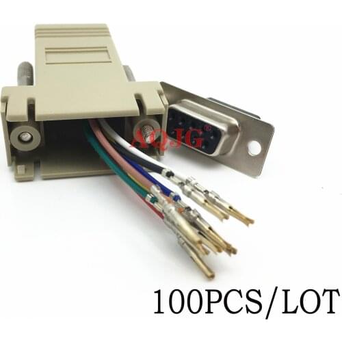100PCS High Quality DB9 Female to RJ45 Female DB9 to RJ45 Adapter Connector rs232 modular cab-9as-fdte to rj45 db9 for Computer