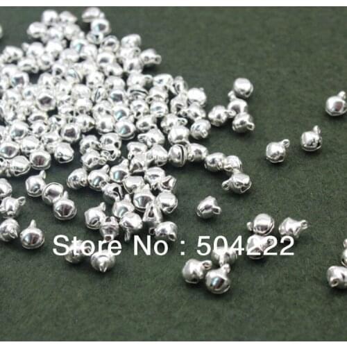 300pcs iron Metal Small Jingle Bell 6mm Pendant Beads Finding charms pendant silver or mix color free shipping