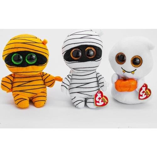 15CM New Ty Beanie Big Eyes Stuffed Peas Plush Animal Mummy Ghost Collection Cute Doll Boys Girls Birthday Halloween Gift