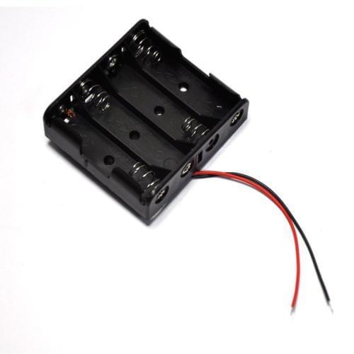 2 pcs Plastic Battery Storage Case Box Holder For 4xAA 4 X AA 6.0V 2A wire leads