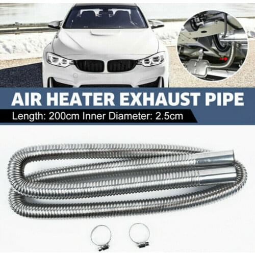 200cm Air Parking Heater Exhaust Pipe Tube With 2 Clamps Stainless Steel Muffler Connecting Pipe for Air Heaters Accessories