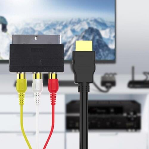 50% Off 2Pcs/Set RCA Cable HDMI-compatible Male to 3RCA PVC 3 RCA to SCART Adapter for TV