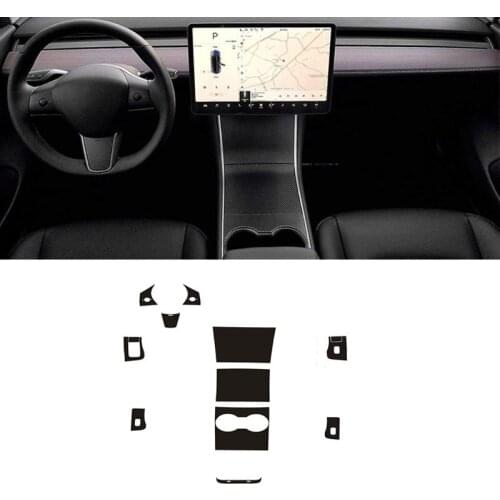5D Gloss Carbon Fiber Vinyl Film Interior Center Console Sticker For Tesla Model 3
