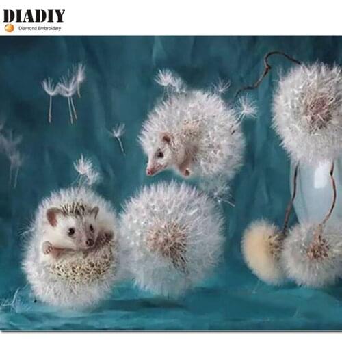 5D Full Square&round Diamond Painting Diamond Mosaic picture of rhinestone Diamond Embroidery cute Dandelion hedgehog