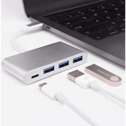 Type-C Converter Adapter USB 3.1 Type C Hub to 4 in 1 Multi-Ports with 3 USB3.0 Type C PD Charging Connect Adapter for Macbook