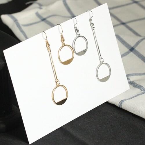 Asymmetric Double Hollow Big Circle Men Drop Earrings For Women Long Tassel Dangle Pendant Earring Zinc Alloy Gold Silver Color