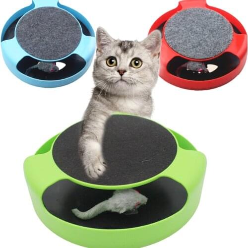 Pet Automatic Toy Tease Cats Interactive Mouse Running Along The Track Turntable Toy Smart Teasing Cat Stick Crazy Game Cat Toy