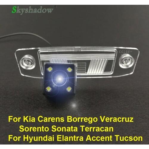 For Kia Carens Borrego Sorento Tucson Terracan Veracruz Sonata Hyundai Elantra Accent Car CCD 4 LEDs Backup Rear View Camera