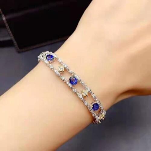 Natural 5A Sapphire Superflash Bracelet S925 Silver Fine Fashion Charming Luxury Jewelry for Women Free Shipping MeibaPJFS