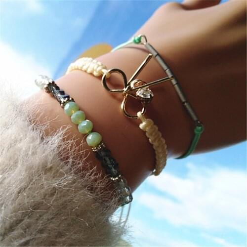 Bowknot Girl Blue Tassel Shell Beads Anklets Fashion Summer Beach Bow Jewelry Charm Bracelets For Women Female Jewelry Gift