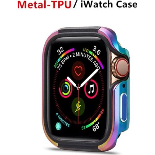 Stainless steel Cover For Apple watch 5 case 44mm 40mm TPU+Metal Bumper Protector for iWatch series 5 4 40/44 mm Accessories