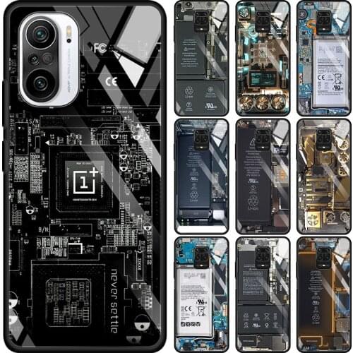 Tempered Glass Case For Xiaomi Redmi Note 8 9 10 pro Max 9S 10S 8T 9T K40 K30 Pro 9C 9A 8A 7 Phone Funda Circuit Board