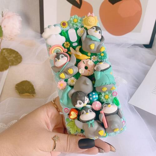 Handmade Case For Samsung galaxy s21 ultra Cartoon Customized phone Cover s20 FE 5G s8/s9/s10/s20 plus DIY cream shell girl gift