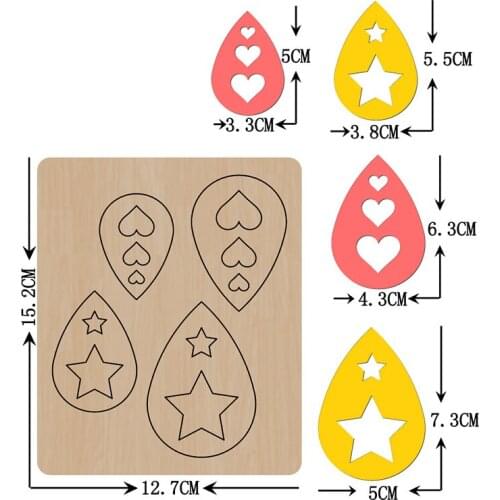 Heart Star drop earring wooden cutting dies mould & knife blade punch die stencils For Diy Kids Christmas Birthday gift