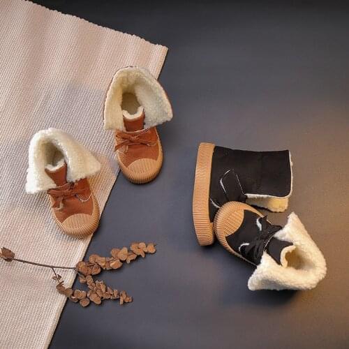 Kids Snow Boots Soft Childrens Cotton Shoes Fashion Corduroy Retro Boys Plush Warm Rubber Ankle Boots Casual Girls Sneakers