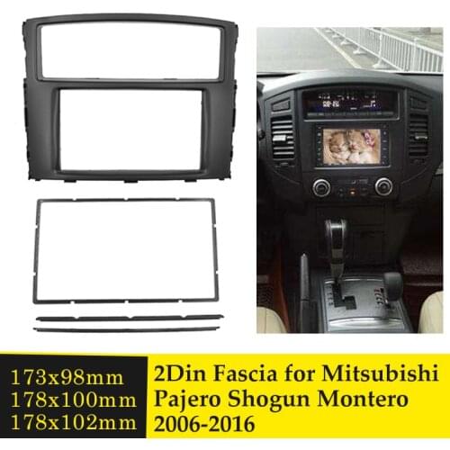 Double Din Fascia for Mitsubishi Pajero Shogun Montero 2006+ Stereo Radio CD DVD Panel Dash Mounting Installation Trim Kit Frame