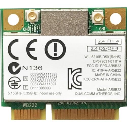 Dual band 300Mbps Wifi AR5B22 Wireless Half Mini PCI-E WLAN 2.4G/5Ghz Wi-Fi + Bluetooth 4.0 COMBO Lan Network card