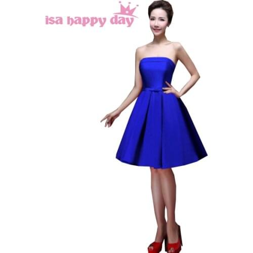 Multi color purple elegant bridesmaid dress satin strapless juniors bridesmaids teens dresses royal blue H2905