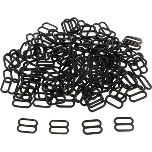 Fityle 100Pcs Nylon Bra Strap Adjustment Rings/Sliders/Hook Fig 8 Lingerie Adjuster Sewing Crafts 10mm 12mm