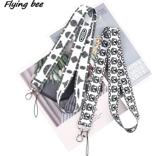 Flyingbee Viking Rune Cool Painting Art Key Chain Lanyard Neck Strap For Phone Keys ID Card Creative Lanyards X1840
